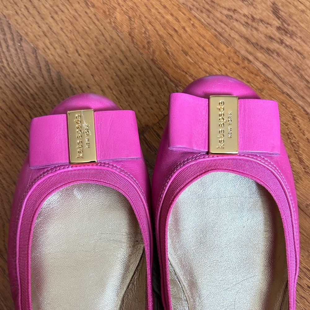 Kate Spade Pink Flats with Gold Accents - Picture 3 of 6